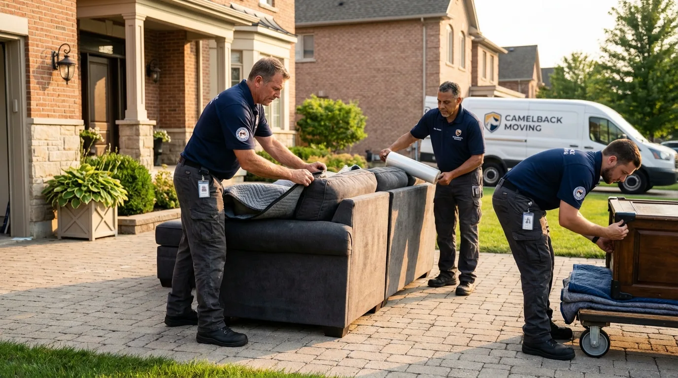 Large estate moving crew wrapping furniture in Salineville, OH